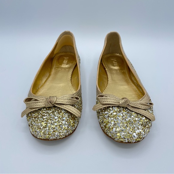 J. Crew Gold Twinkle Ballet Flats 6 - Picture 10 of 16